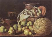 Melendez, Luis Eugenio Still-Life with Melon and Pears Spain oil painting artist